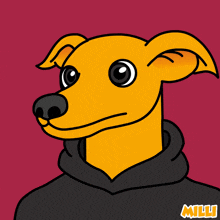 a cartoon drawing of a dog with the word milli on the bottom right