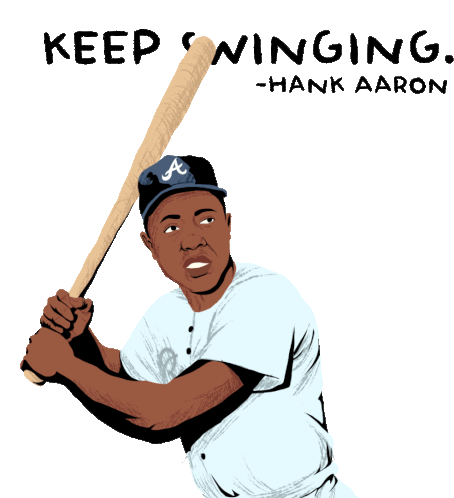 Keep Swinging Hank Aaron Sticker - Keep Swinging Hank Aaron Swing Stickers