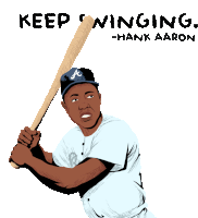 Keep Swinging Hank Aaron Sticker - Keep Swinging Hank Aaron Swing Stickers
