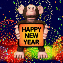 Happy New Year New Year Fireworks GIF - Happy New Year New Year Fireworks New Year Monkey GIFs