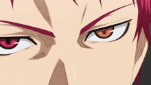 a close up of a person 's eyes with a red eye