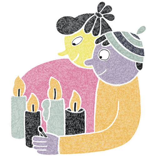 Peter And Lotta With Candles Sticker - Cosy Love Candle Pray Stickers