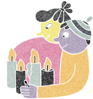 Peter And Lotta With Candles Sticker - Cosy Love Candle Pray Stickers