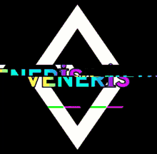 a colorful logo for veneris with a diamond in the center
