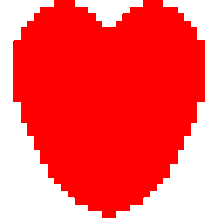 a pixel art of a broken heart with black lines .