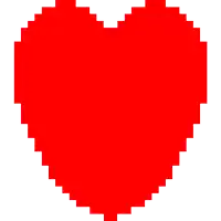 a pixel art of a broken heart with black lines .