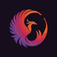 a colorful phoenix is in a circle with a star
