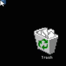 a computer screen with a trash can and a speech bubble that says " your bullshit "