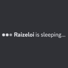 a sign that says raizeloi is sleeping on a black background