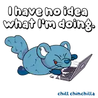 a cartoon of a mouse using a laptop with the words " i have no idea what i 'm doing " below it