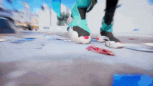 a person 's feet are shown in a blurry photo while they walk on the ground
