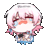 a pixel art drawing of a girl with pink hair and blue eyes crying .