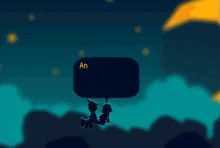 a speech bubble with the word an in it