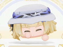 a cartoon of a girl wearing a hat with a cross on it