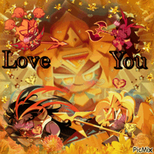 a picture of a cartoon character with the words love you written on it