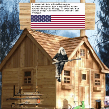 Billboard Sign With American Flag GIF - Billboard Sign With American Flag Old Man GIFs