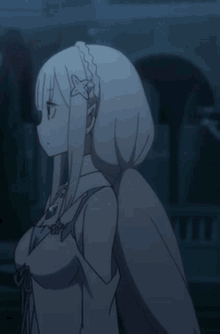 a drawing of a girl with white hair and a star on her head