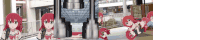 a cartoon of a girl with red hair standing in a mall