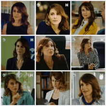 a collage of images of a woman with the letter h on the bottom