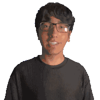 a man wearing glasses and a black shirt that says trace on it