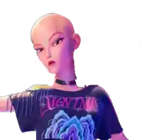 a cartoon character with a choker and a t-shirt that says ' venus ' on it