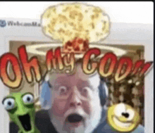 a cartoon of a man with a surprised look on his face and the words oh my god