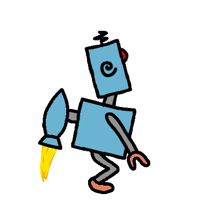 Robot Jump Sticker - Robot Jump Rocket Stickers