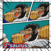 a cartoon of a gorilla with the word jsaurus on the bottom right