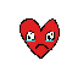 a pixel art of a broken heart with tears coming out of it 's eyes