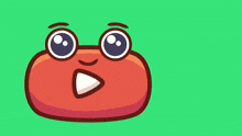 a cartoon drawing of a red object with a thumbs up sign