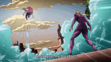 a cartoon of a man in a purple suit saying i thank you my daughter