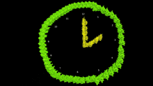 a green and yellow circle with the numbers 1 through 12 in the center