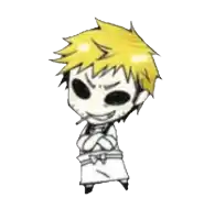 a black and white drawing of a man with yellow hair