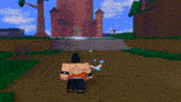 a person in a video game is surrounded by a blue aura