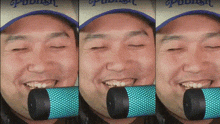 three images of a man wearing a hat that says ' promise ' on it