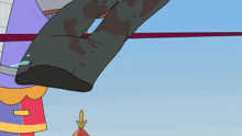 a cartoon character is riding a horse with a sword