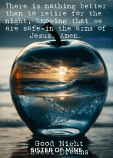 an apple in a glass with a quote from cherry berry