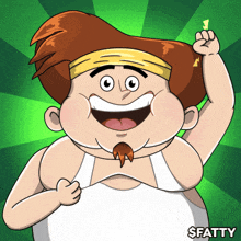 a cartoon of a fat man with the name fatty on the bottom