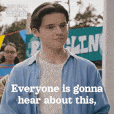 a poster for son of a griffin shows a boy in a denim shirt and says everyone is gonna hear about this