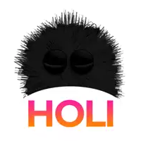 the word holi is on a white background with a black object