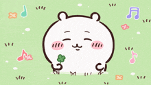 a cartoon drawing of a bear with a flower in his hand