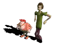 a shaggy cartoon character is standing next to a cartoon character with red hair and glasses