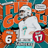 miami dolphins football player mia 6 sanders is shown