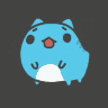 a cartoon of a blue pug sitting in a spotlight .