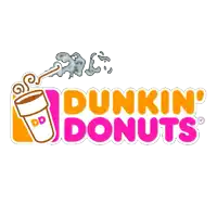 a dunkin donuts logo with smoke coming out of a cup of coffee