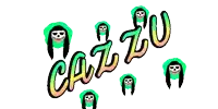 a cartoon drawing of a woman with skulls on her face and the words cazzu