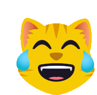 an emoji of a cat laughing with tears running down its face