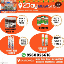 an advertisement for 2day megastore shows various products