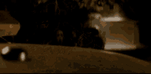a man with a screaming face is standing in the dark .