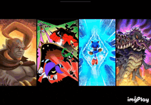 a collage of four images of sonic the hedgehog and his friends